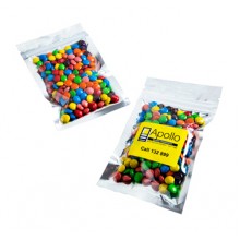 SILVER ZIP LOCK BAG WITH M&Ms 50G